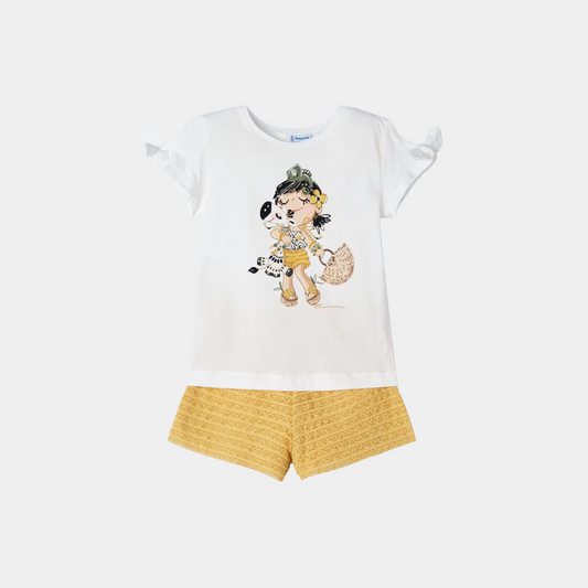 Completo 2 pezzi pantaloncino volant bambina Mayoral