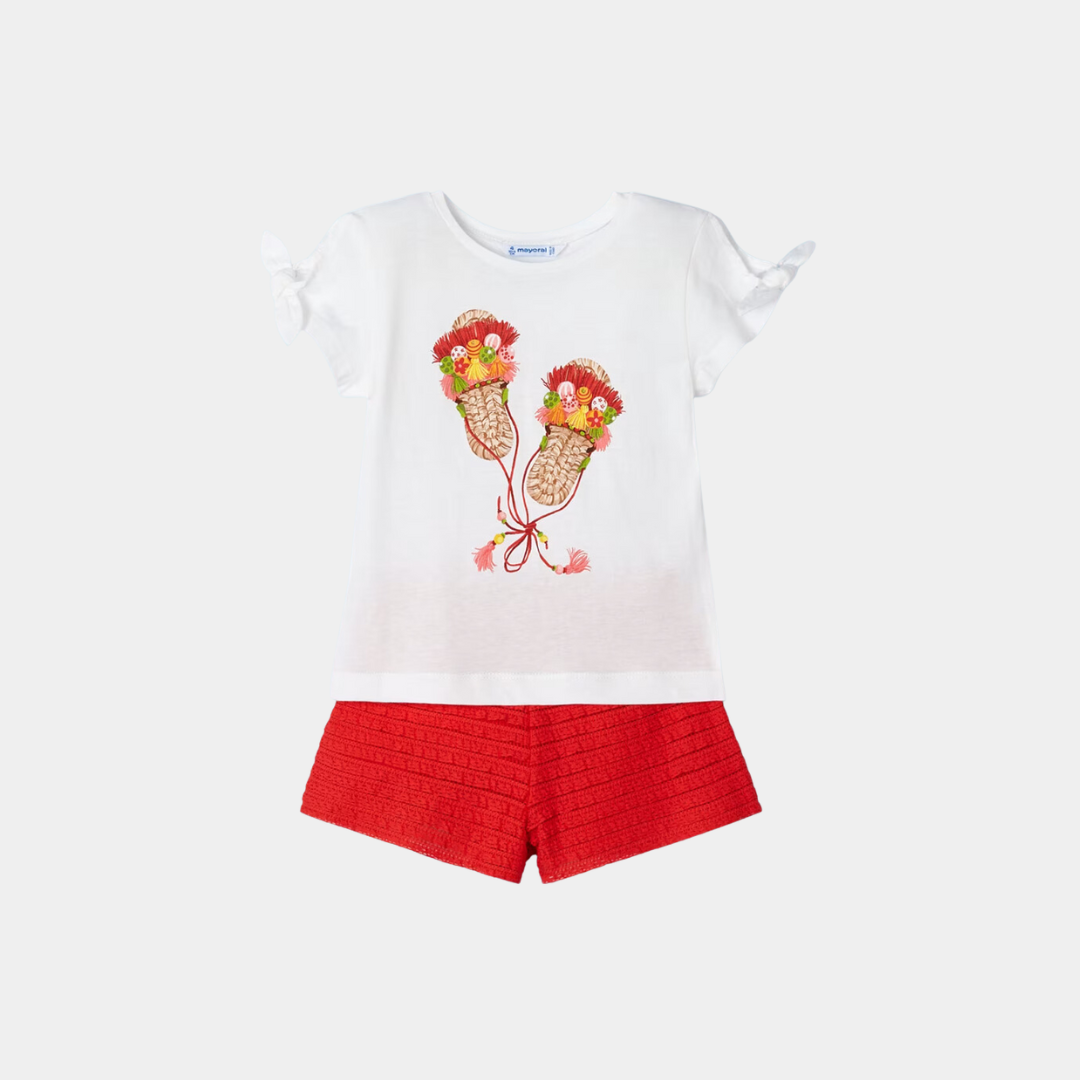 Completo 2 pezzi pantaloncino volant bambina Mayoral